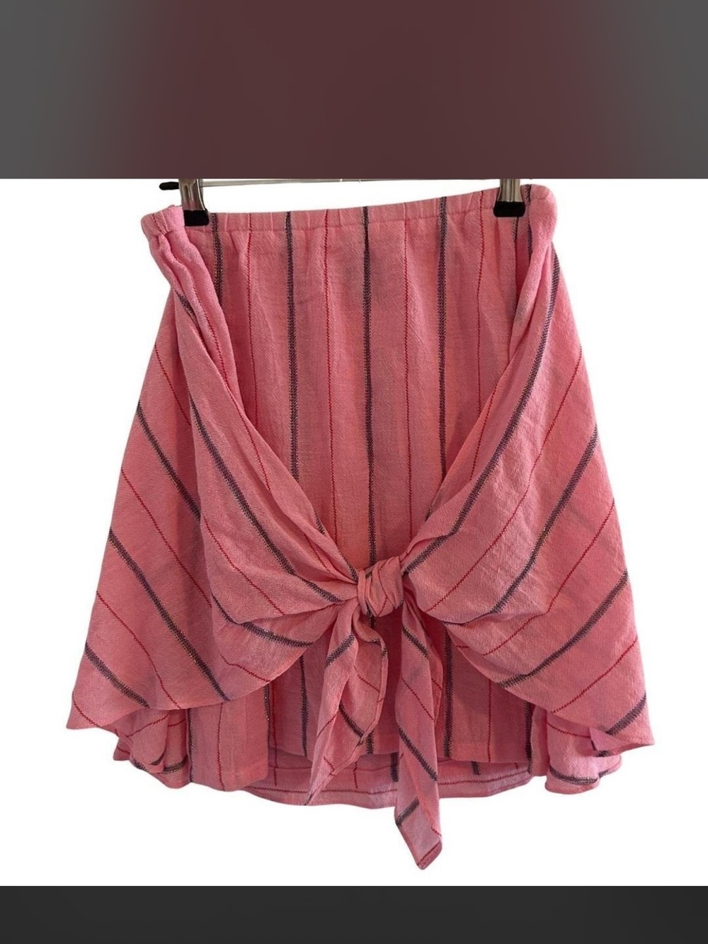 HOLDING HORSES Pink Striped Tie-Front High-Low Skirt